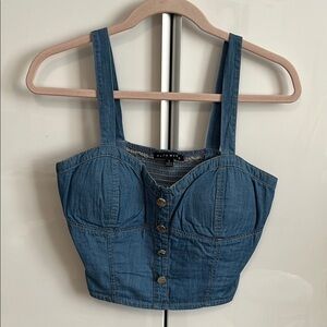HAUTE MONDE NWOT Denim Blue Cotton Bustier Women's Top, Size L
